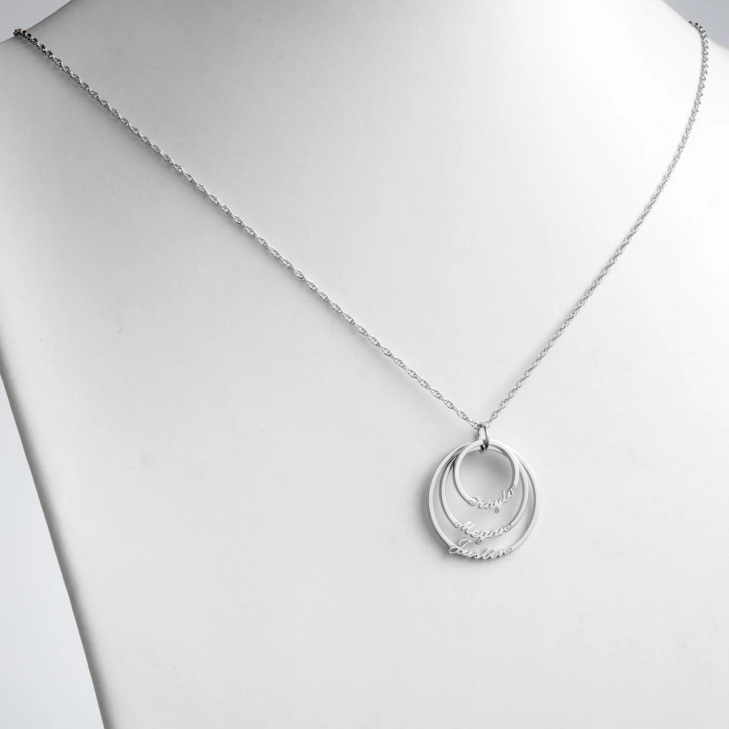 Sterling Silver Script Name with Circle Necklace - 3 Names - Image 2