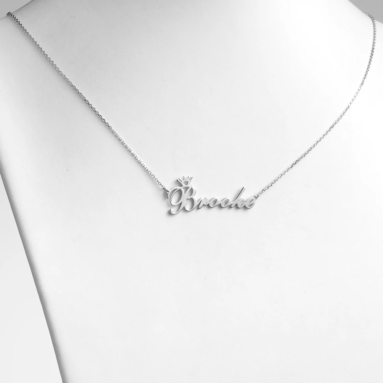 Sterling Silver Script Name with Crown Necklace - Image 2