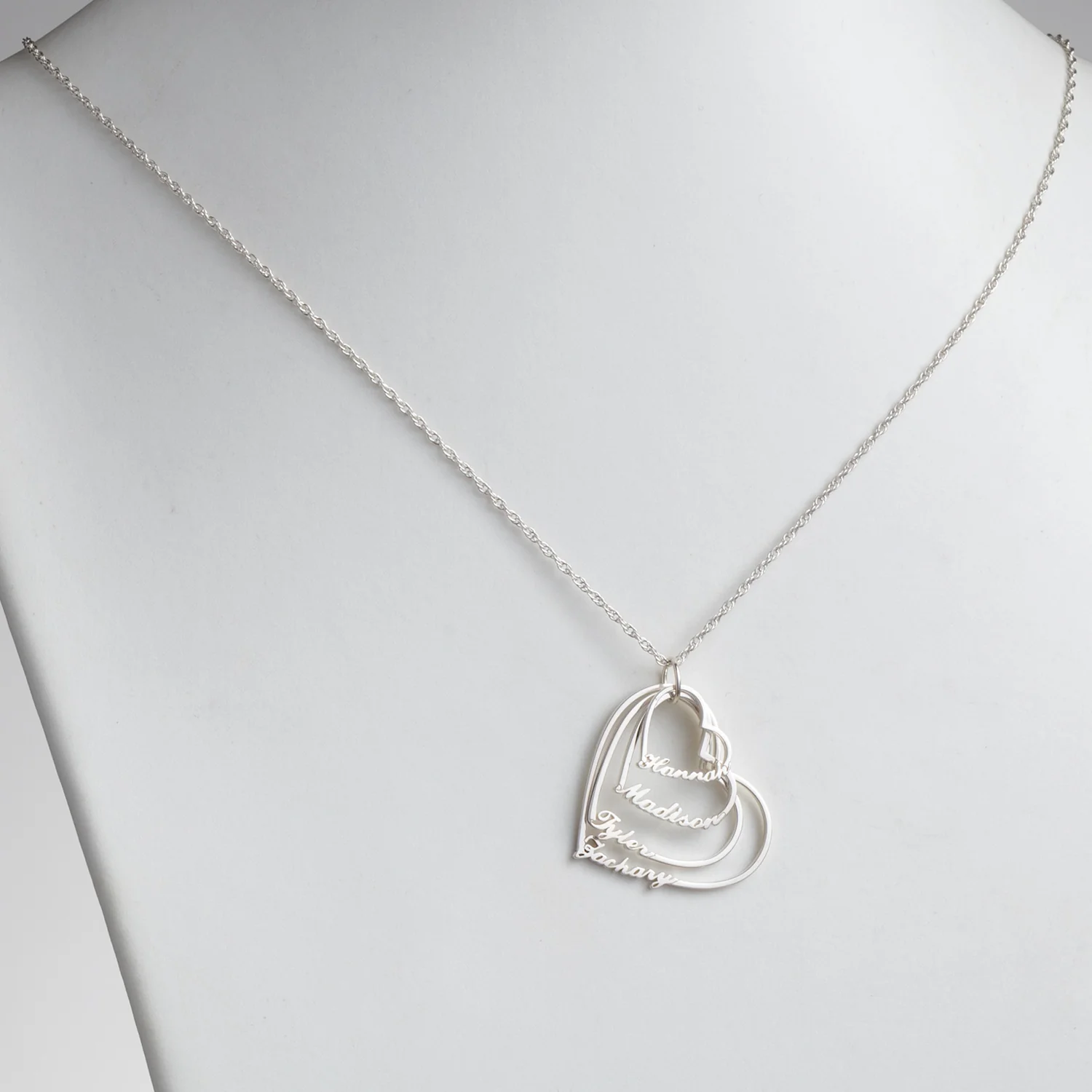 Sterling Silver Script Name with Heart Necklace - 4 Names - Image 2
