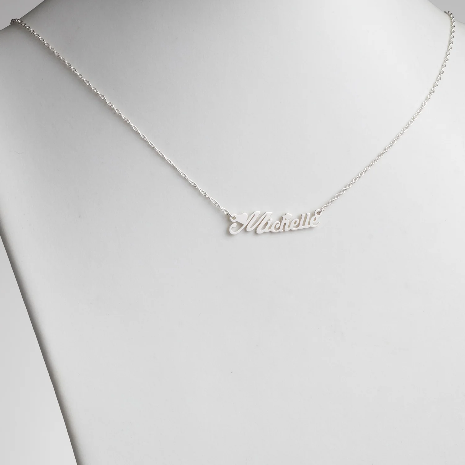 Sterling Silver Script Name with Hearts Necklace - Image 2