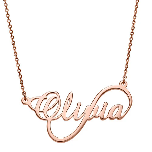Sterling Silver Scrpt Infinity Name with Free Hoop Earrings - Image 6