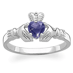 Sterling Silver September Birthstone Claddagh Ring - Image 2