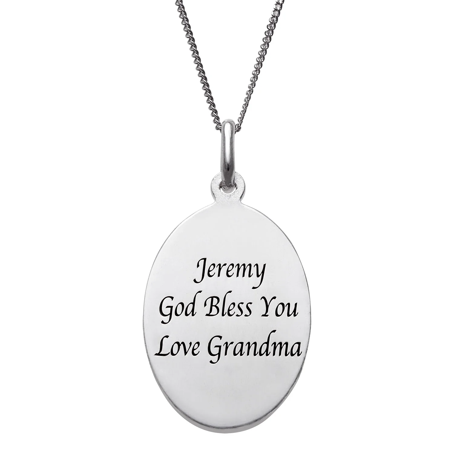 Sterling Silver St. Christopher Oval Personalized Medal Pendant - Image 2