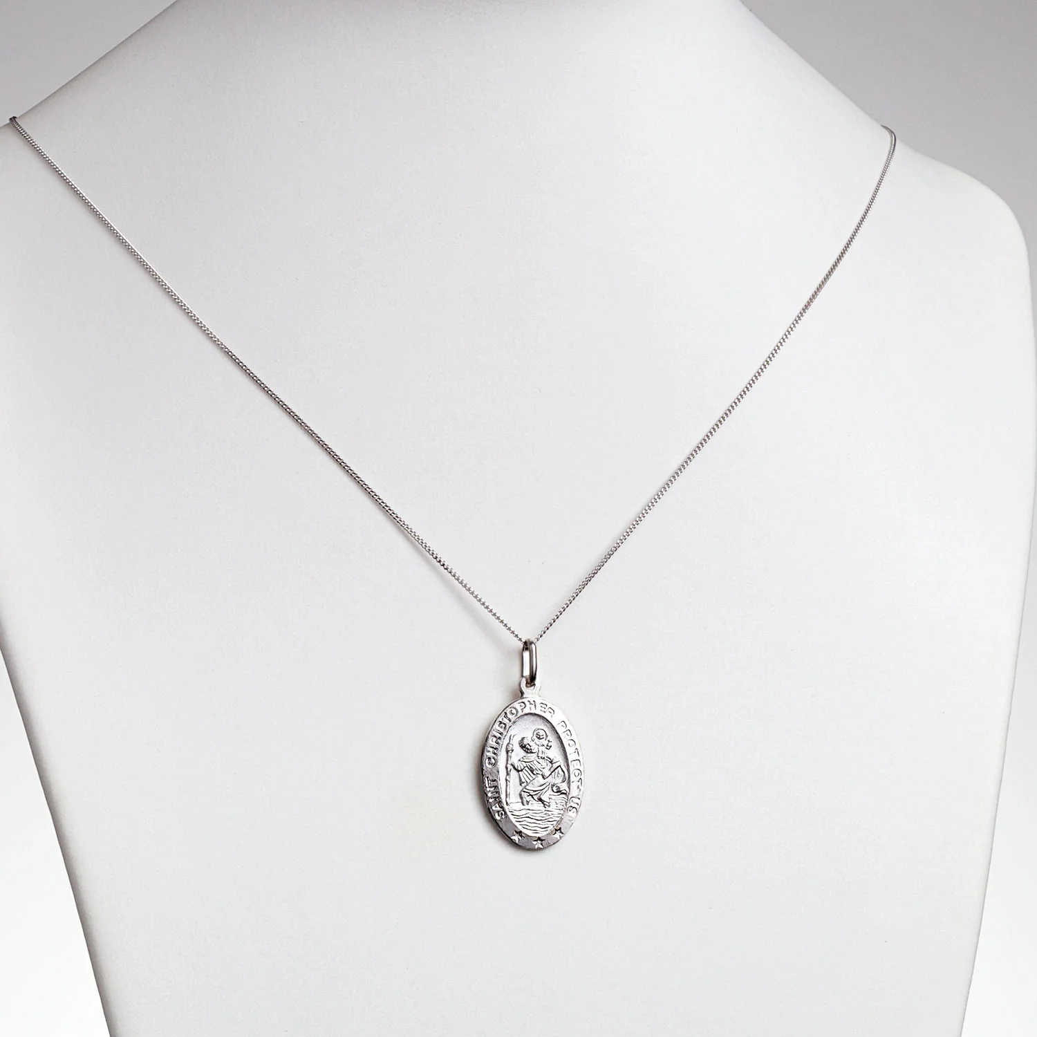 Sterling Silver St. Christopher Oval Personalized Medal Pendant - Image 3