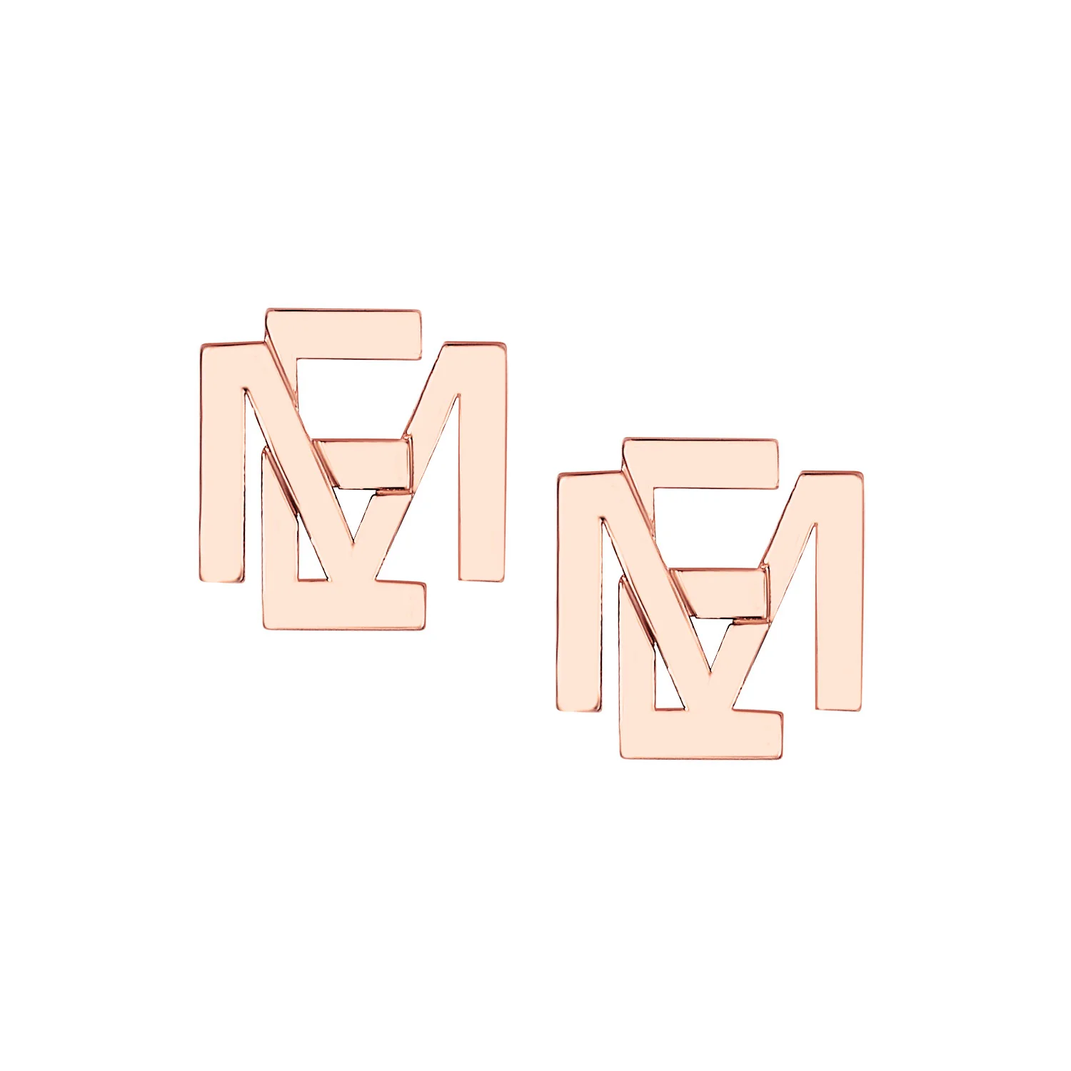 Sterling Silver Stacked Double Initial Button Earrings - Image 5