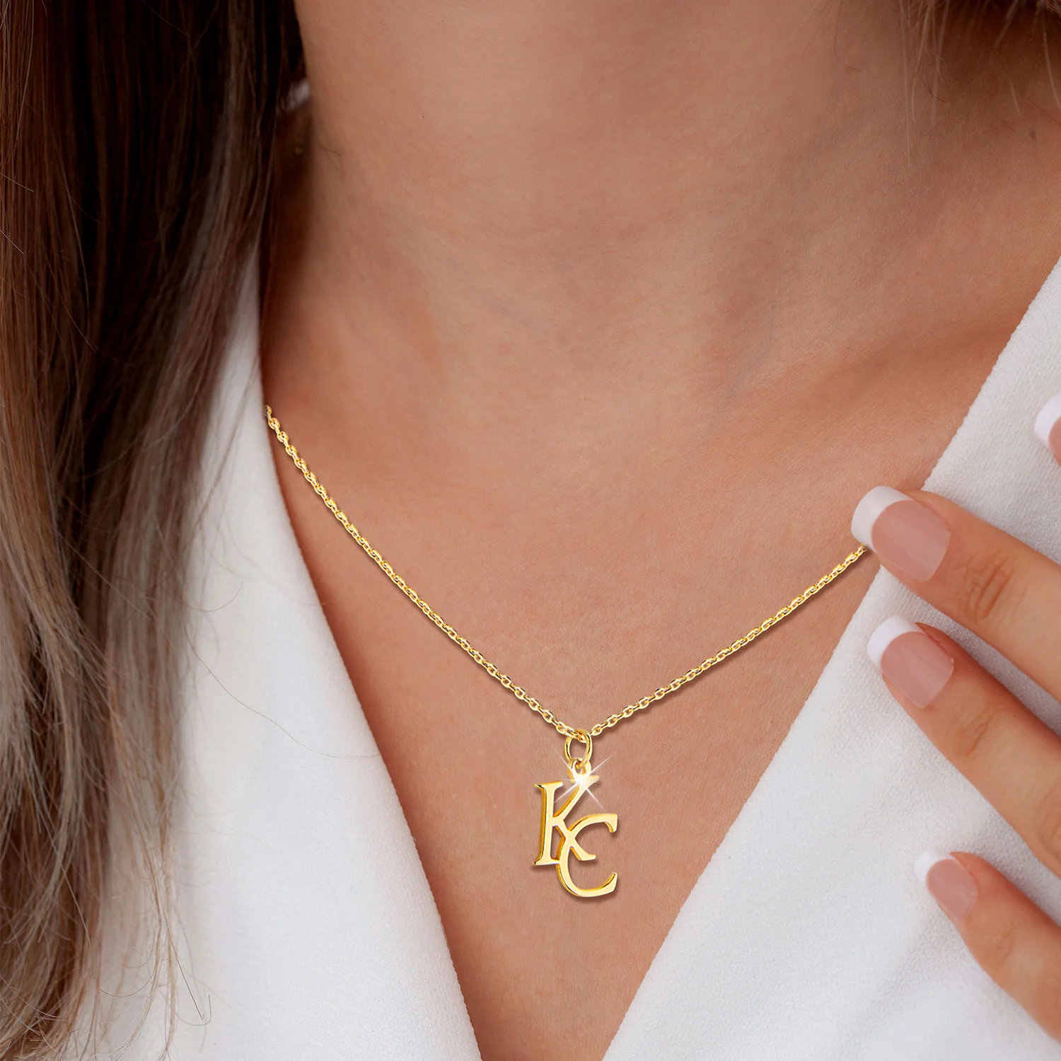 Sterling Silver Stacked Initials Necklace - Image 3