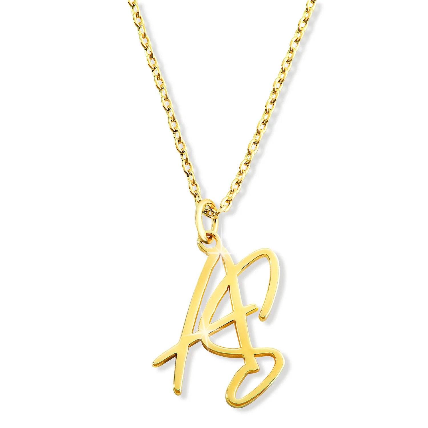 Sterling Silver Stacked Script Initials Necklace - Image 4