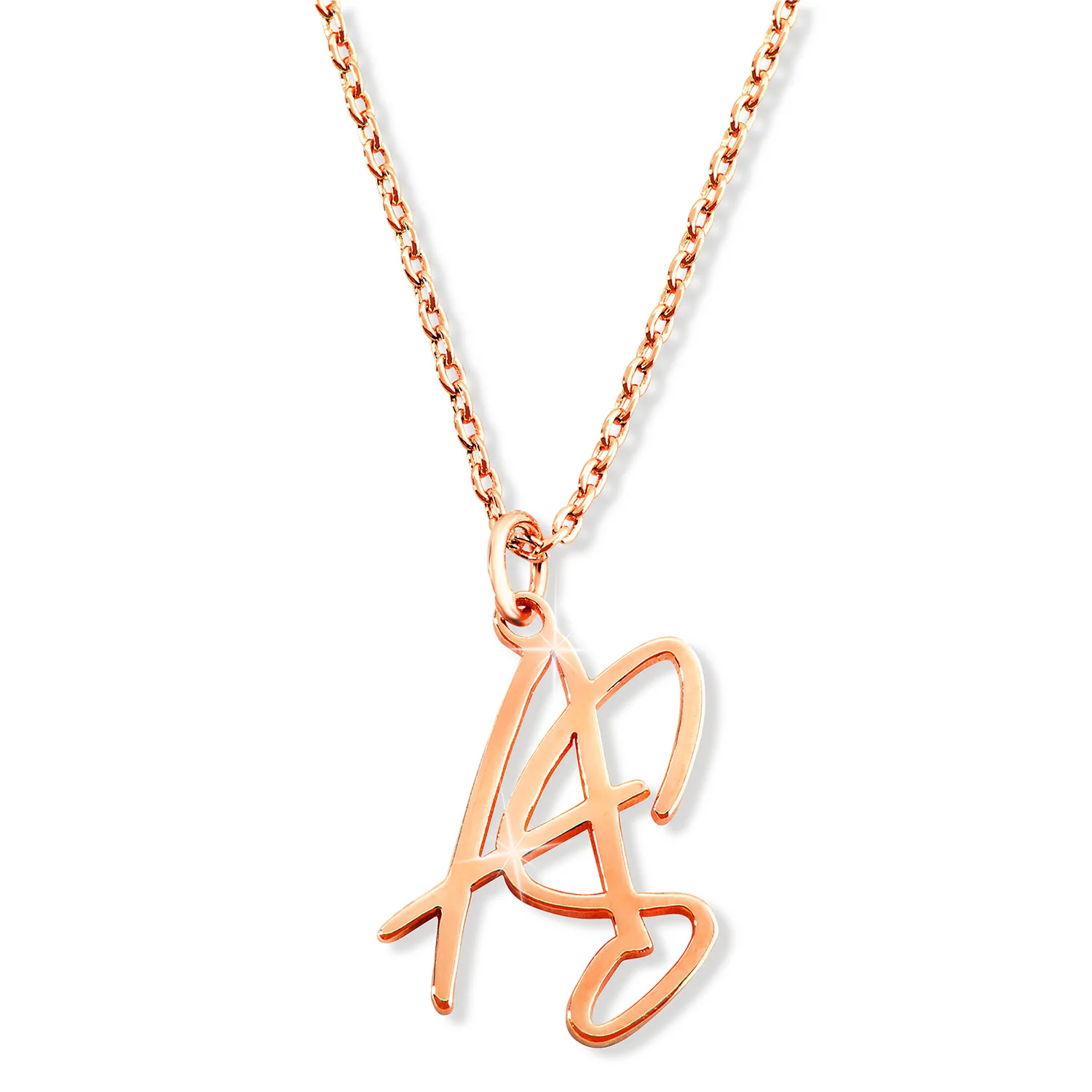 Sterling Silver Stacked Script Initials Necklace - Image 5