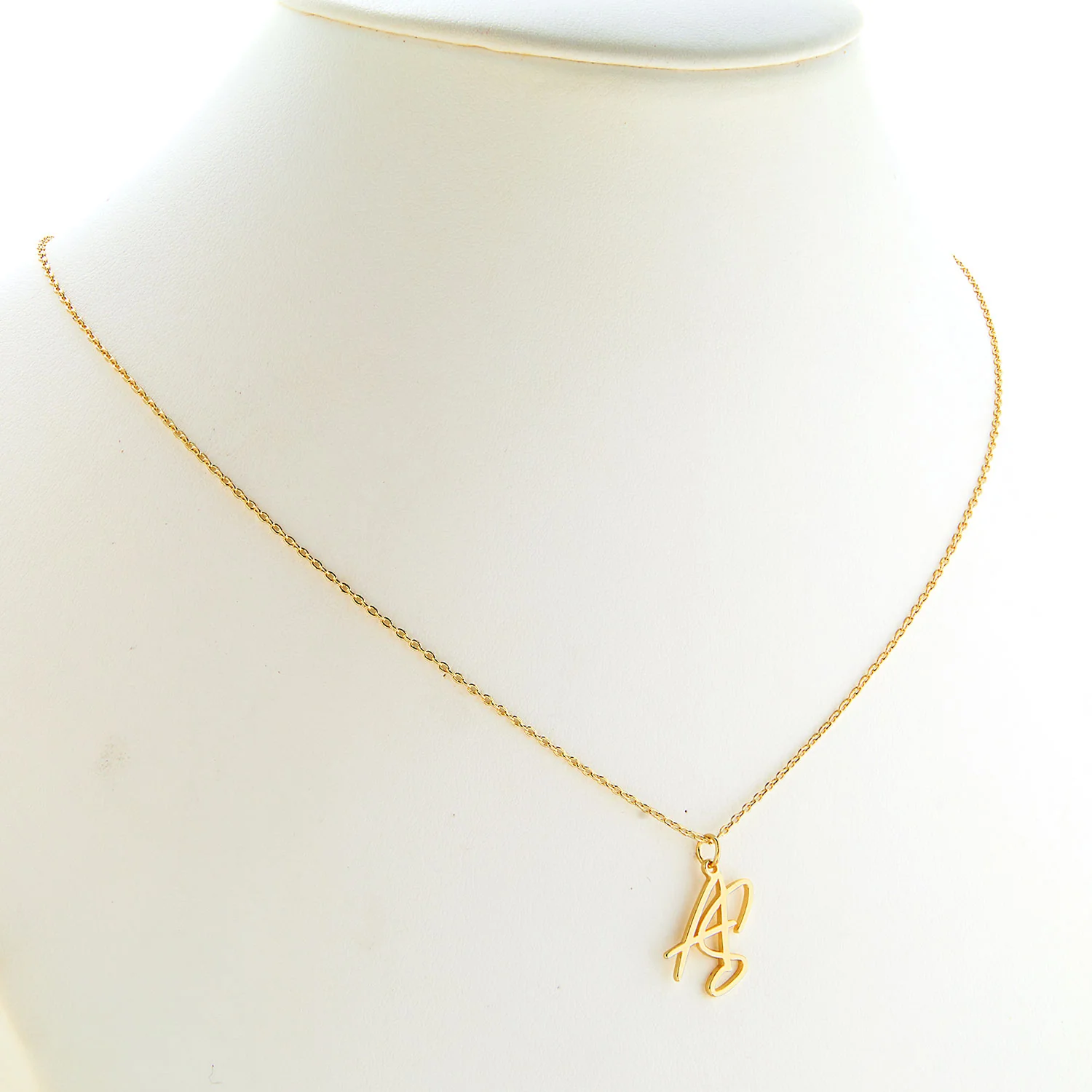 Sterling Silver Stacked Script Initials Necklace - Image 6