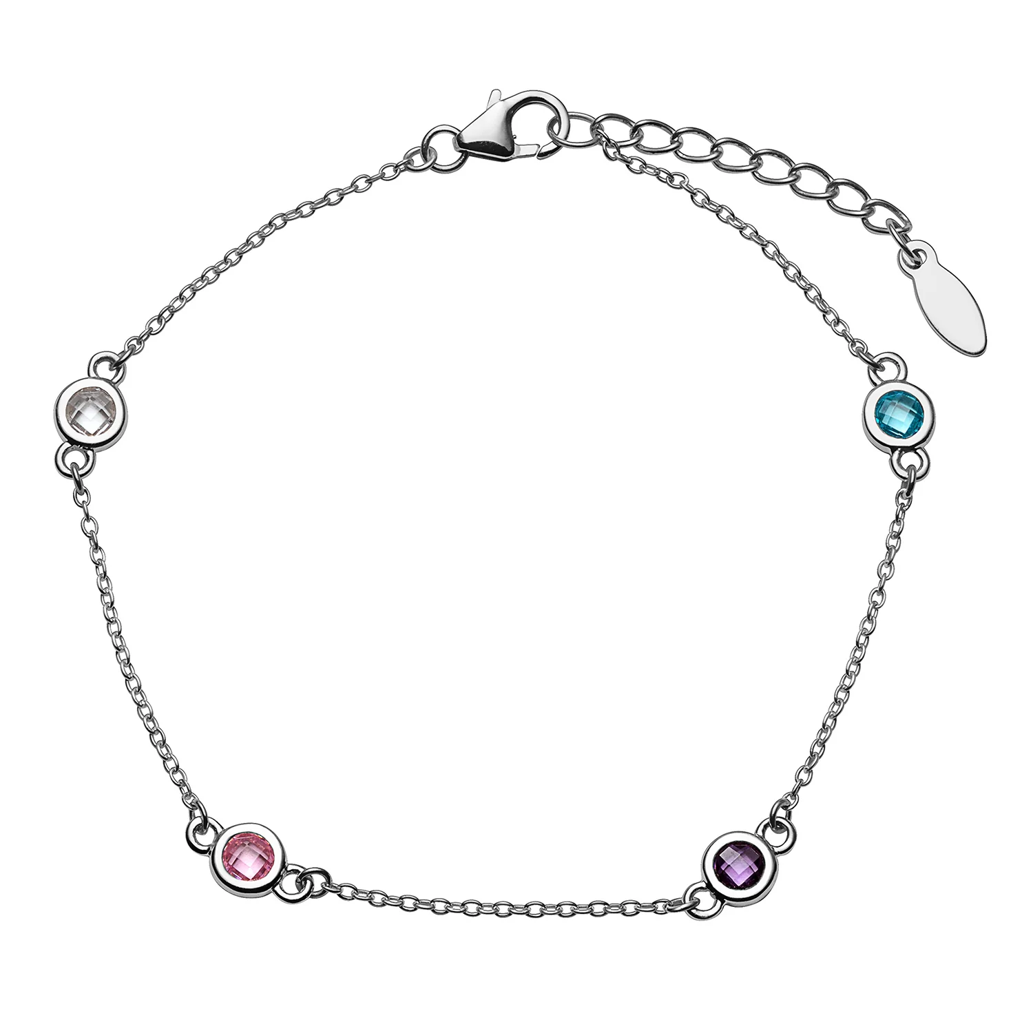Sterling Silver Station Birthstone Bracelet - 2 to 6 Stones - Image 3