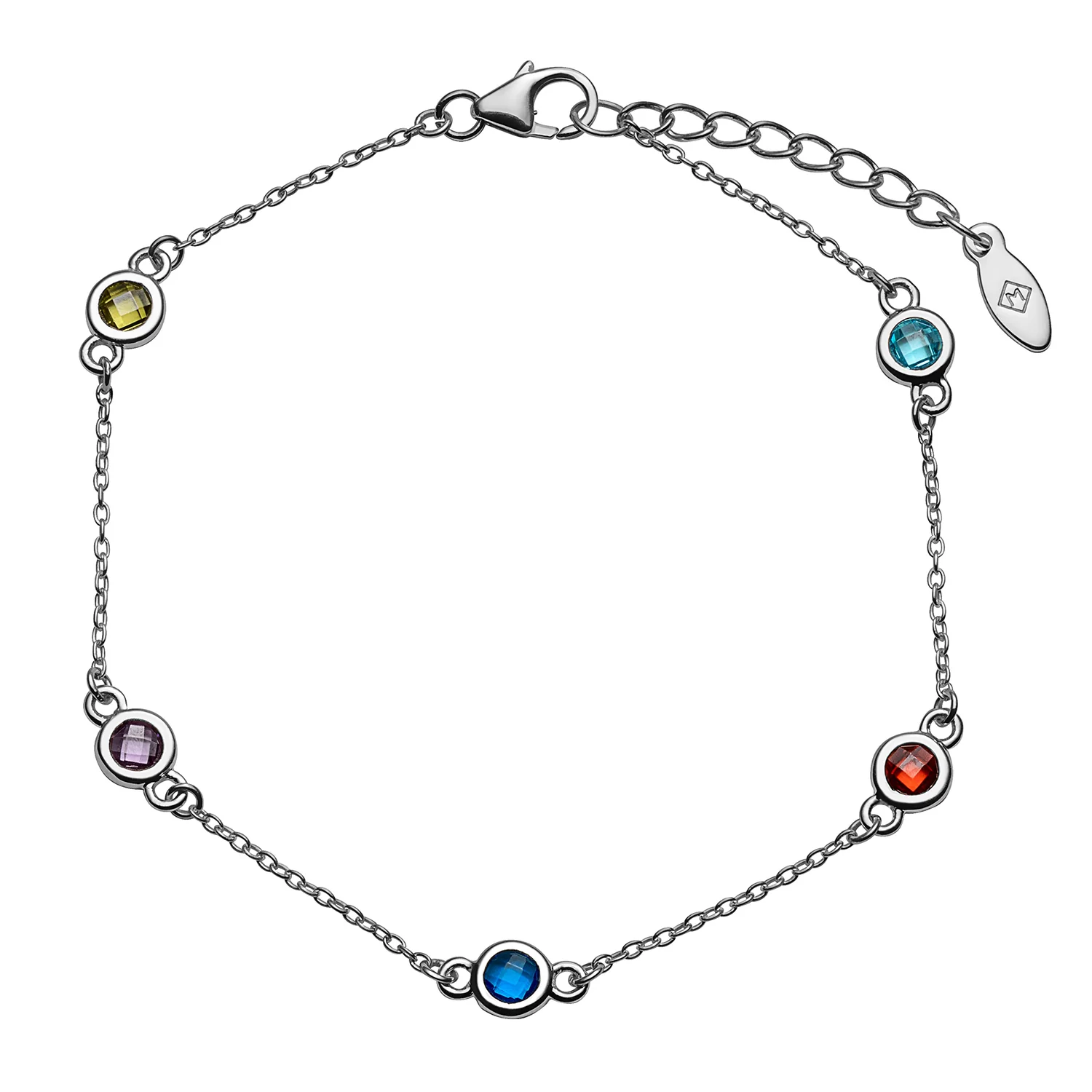 Sterling Silver Station Birthstone Bracelet - 2 to 6 Stones - Image 4