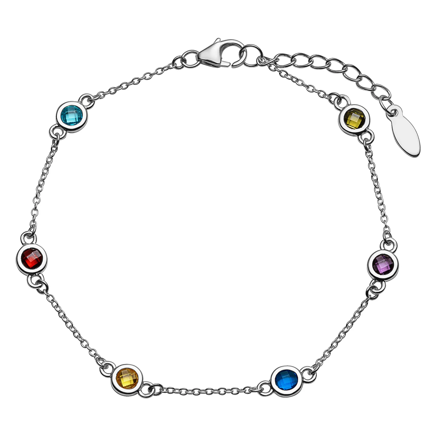 Sterling Silver Station Birthstone Bracelet - 2 to 6 Stones - Image 5