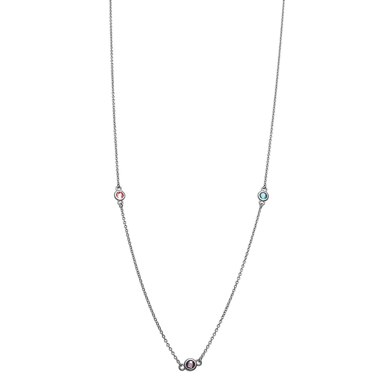 Sterling Silver Station Birthstone Necklace - 2 to 6 Stones - Image 3