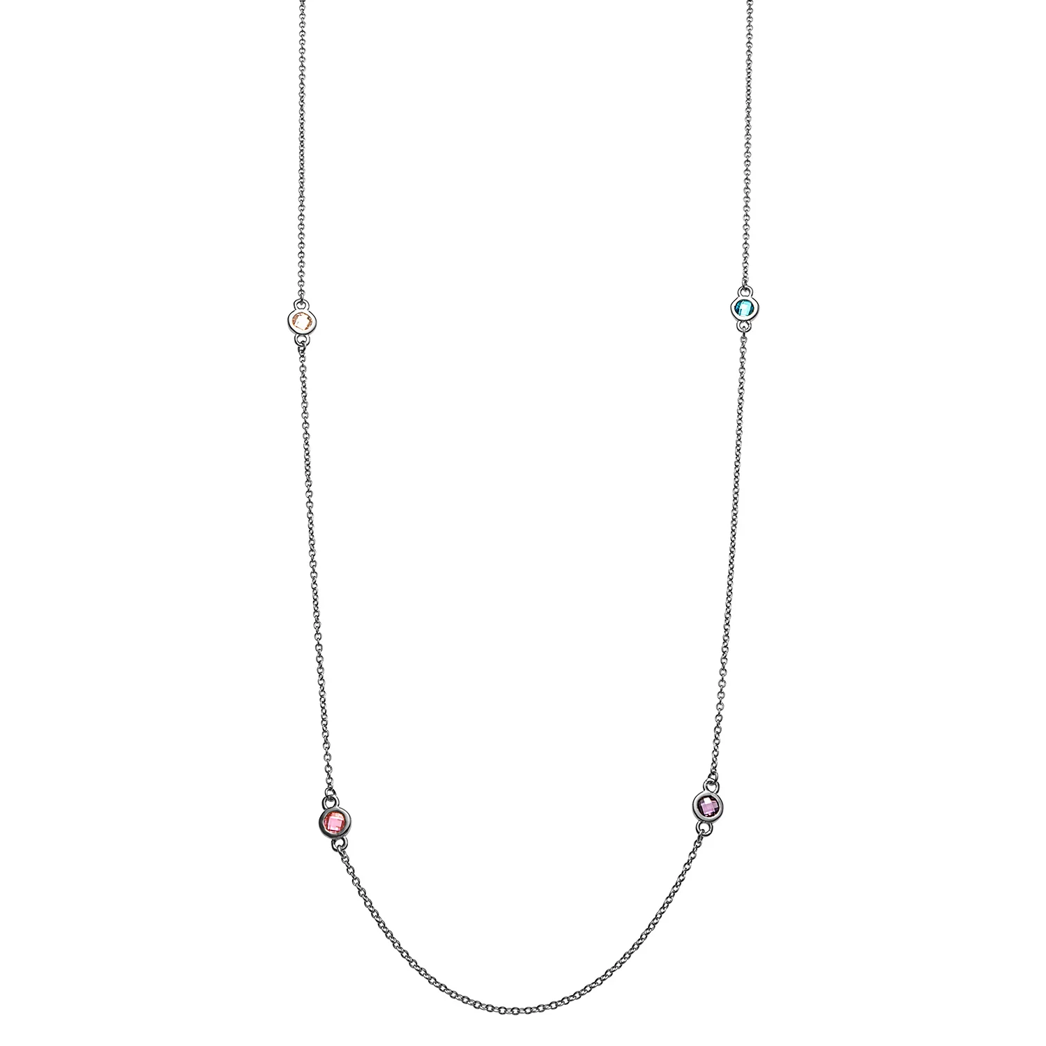 Sterling Silver Station Birthstone Necklace - 2 to 6 Stones - Image 5