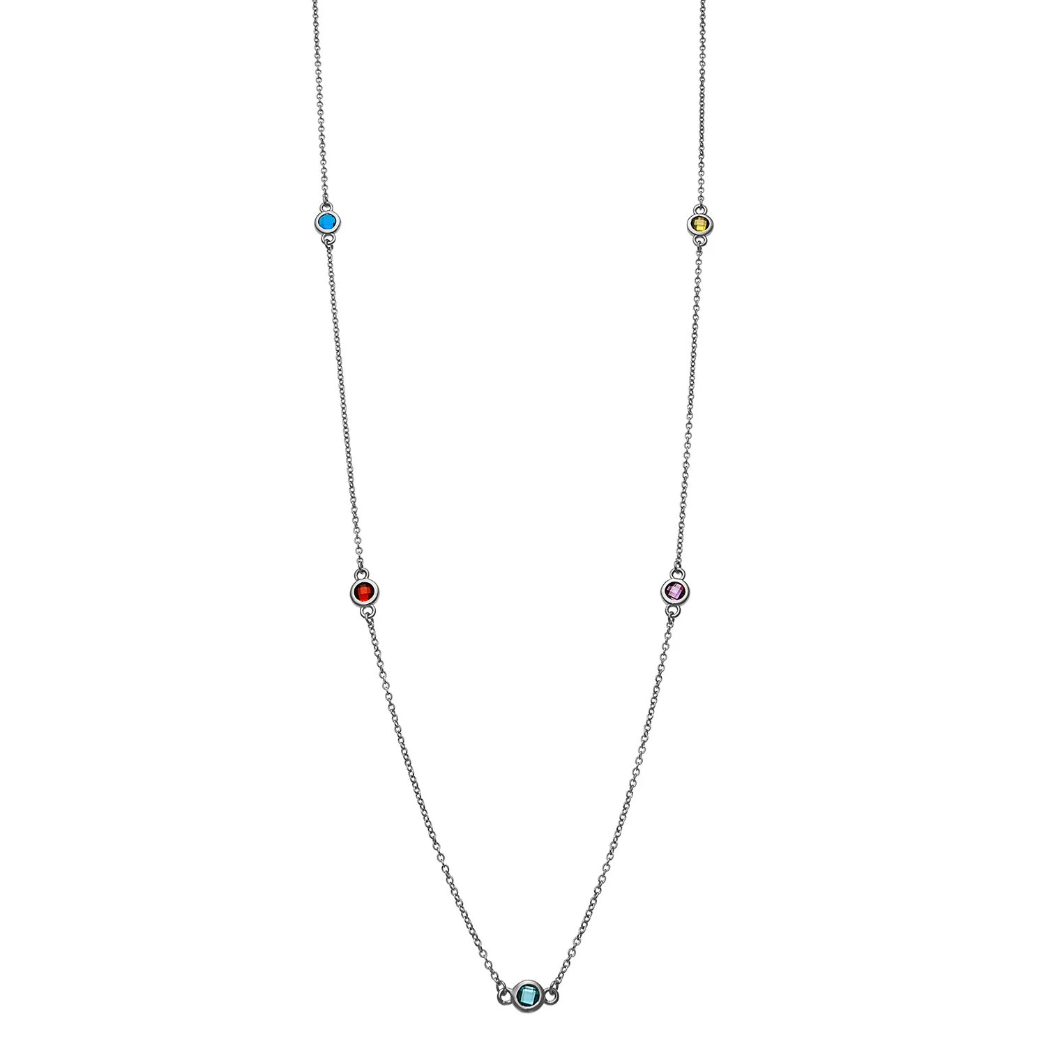 Sterling Silver Station Birthstone Necklace - 2 to 6 Stones - Image 7