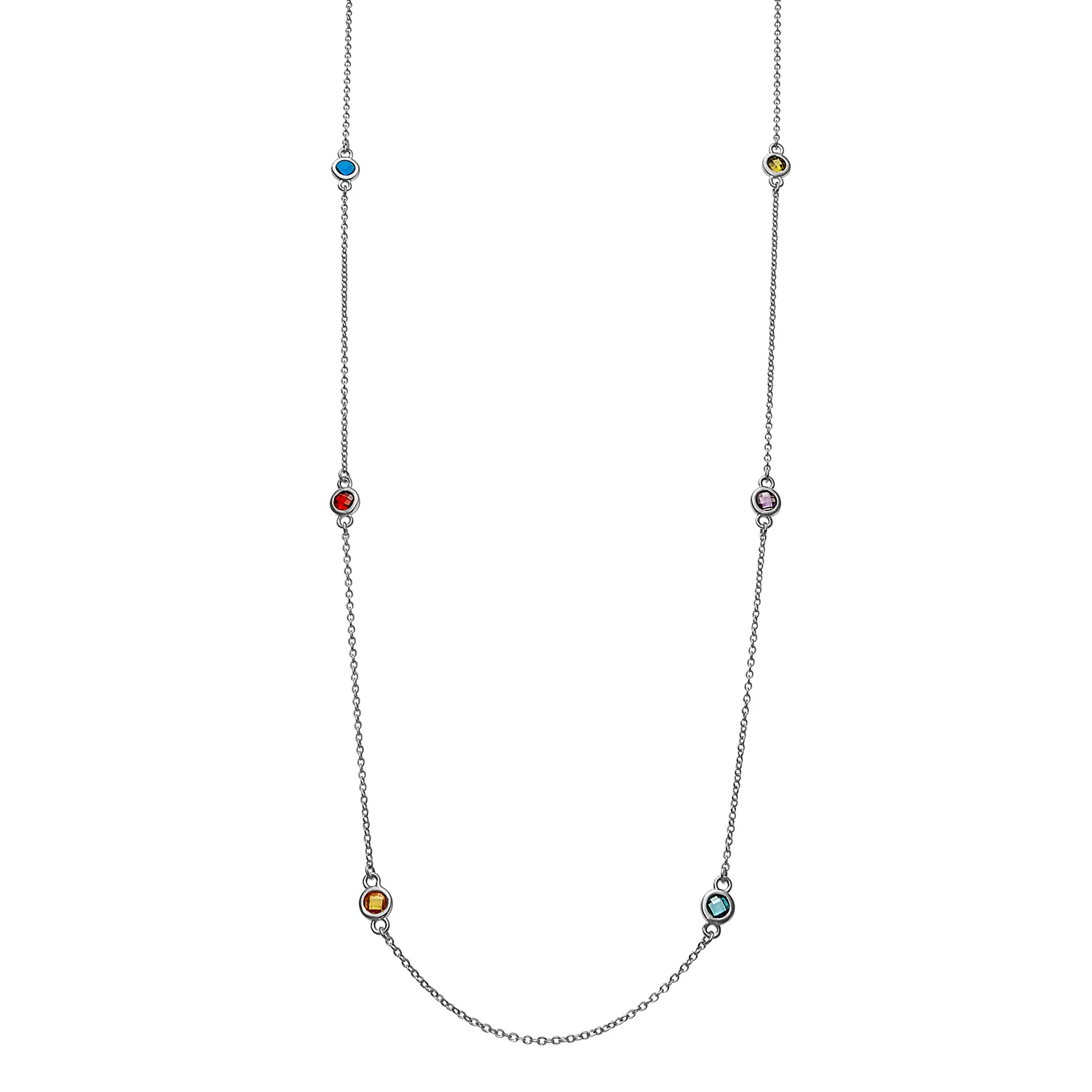 Sterling Silver Station Birthstone Necklace - 2 to 6 Stones - Image 8