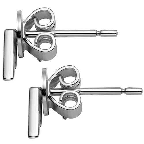 Sterling Silver Uppercase Initial Button Earring - Image 4