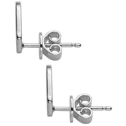Sterling Silver Uppercase Initial Button Earring - Image 4