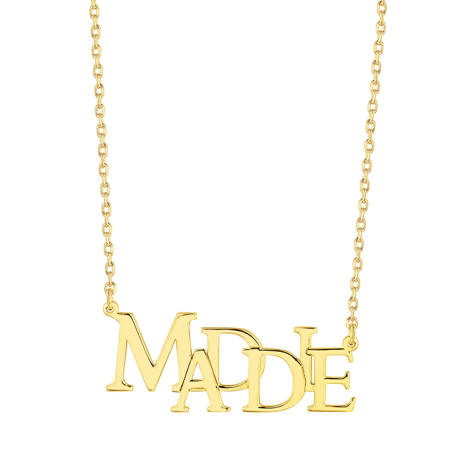 Sterling Silver Uppercase Staggered Name Plaque Necklace - Image 4