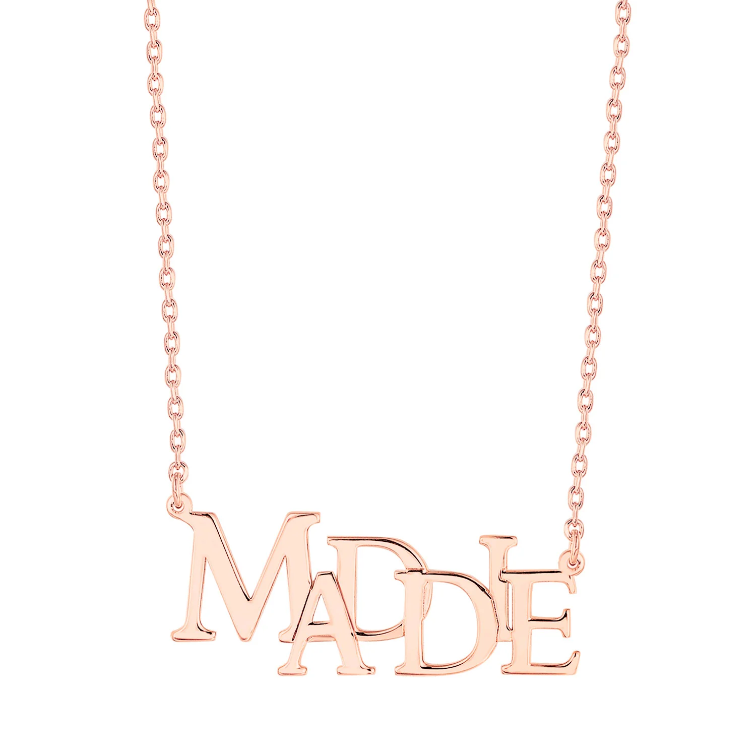 Sterling Silver Uppercase Staggered Name Plaque Necklace - Image 5
