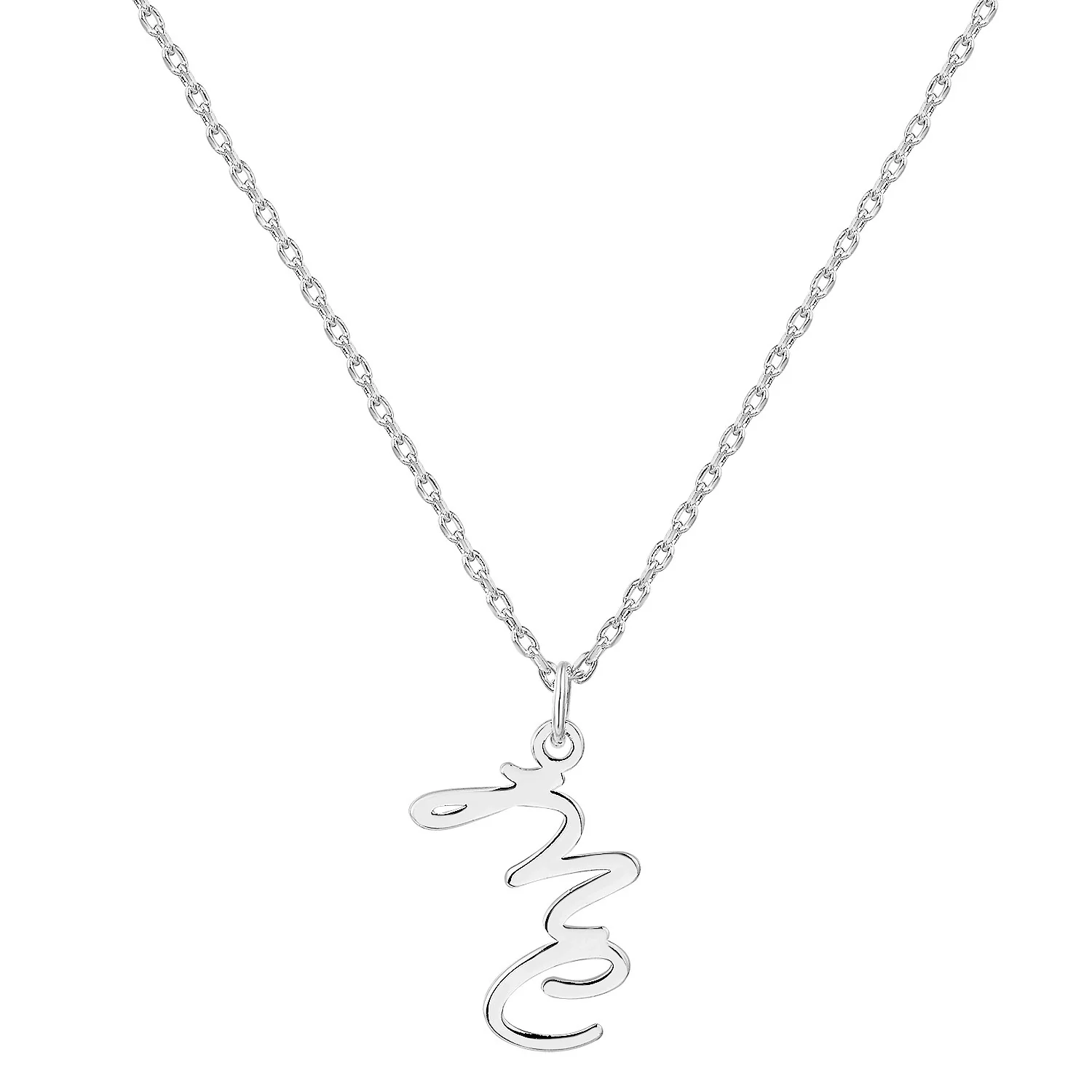 Sterling Silver Vertical Double Initial Pendant Necklace - Image 2