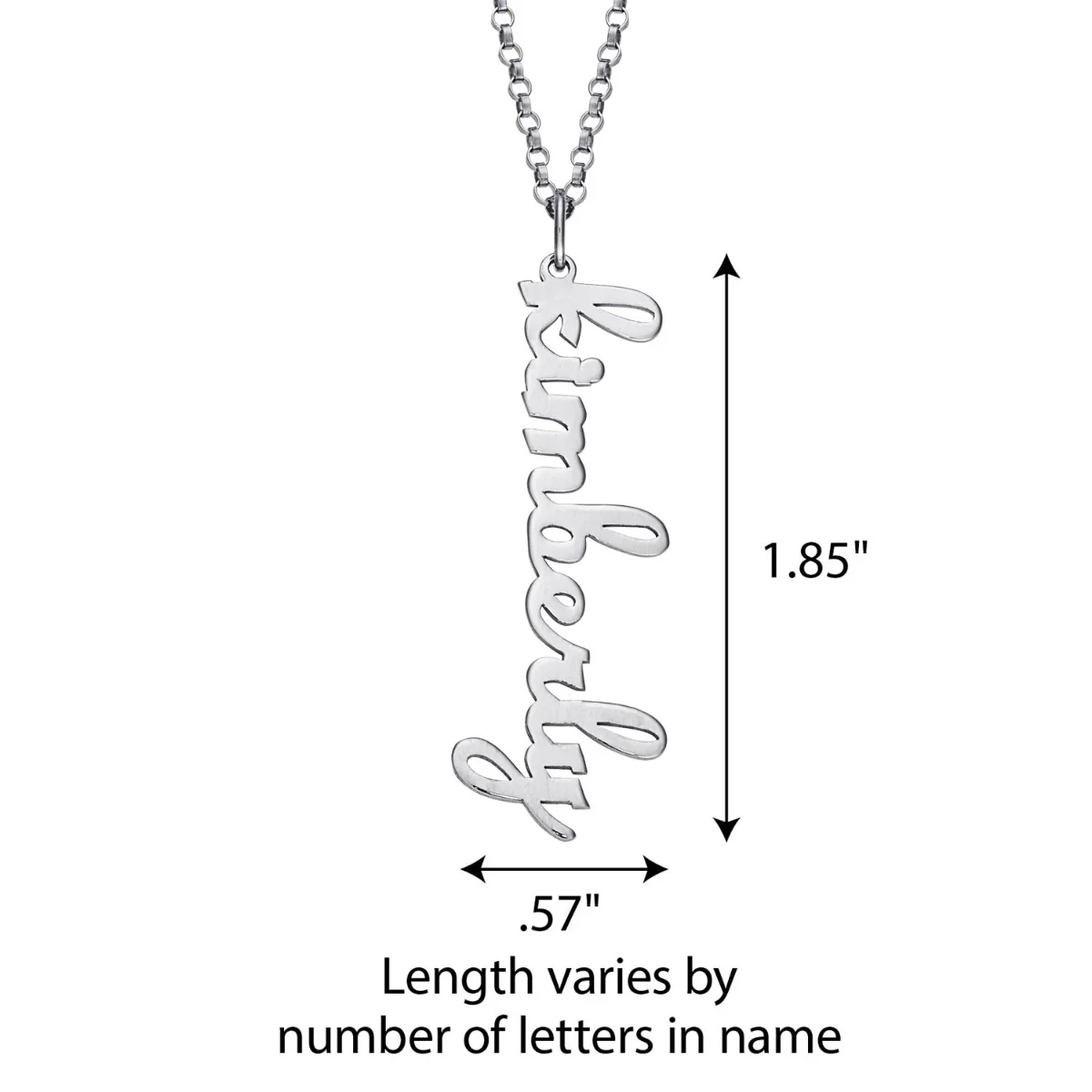 Sterling Silver Vertical Lowercase Script Name Necklace - Image 4