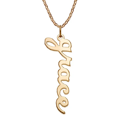 Sterling Silver Vertical Lowercase Script Name with Free Hoop Earrings - Image 5