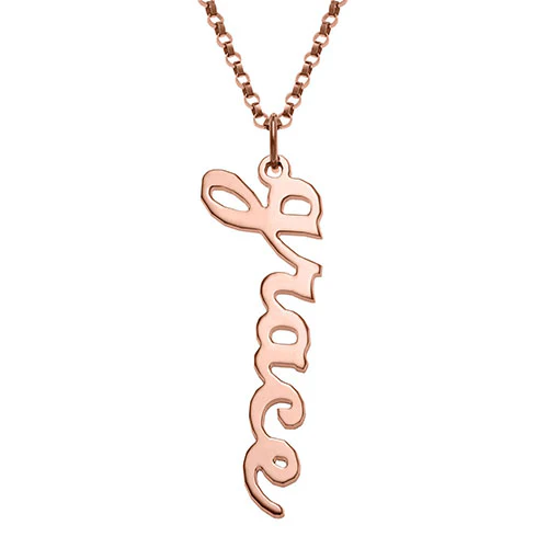 Sterling Silver Vertical Lowercase Script Name with Free Hoop Earrings - Image 6