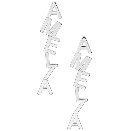 Sterling Silver Vertical Name Button Earrings