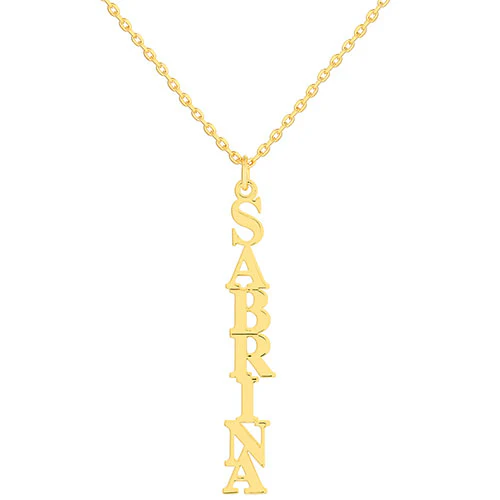 Sterling Silver Vertical Uppercase Name with Free Hoop Earrings - Image 5