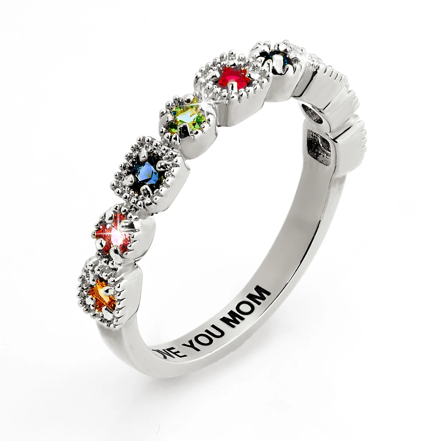 Sterling Silver Vintage Family Birthstone Ring - Image 2