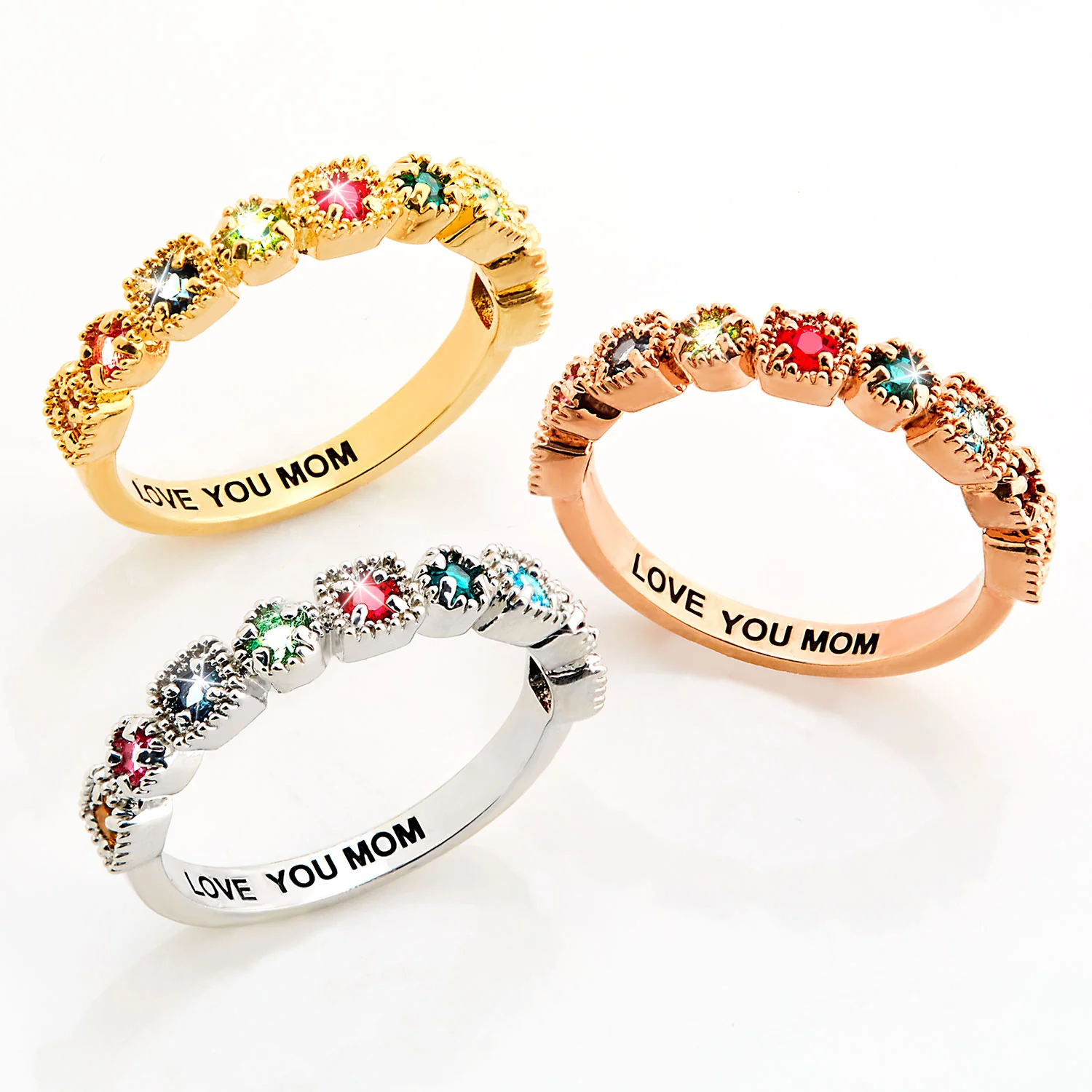 Sterling Silver Vintage Family Birthstone Ring - Image 3