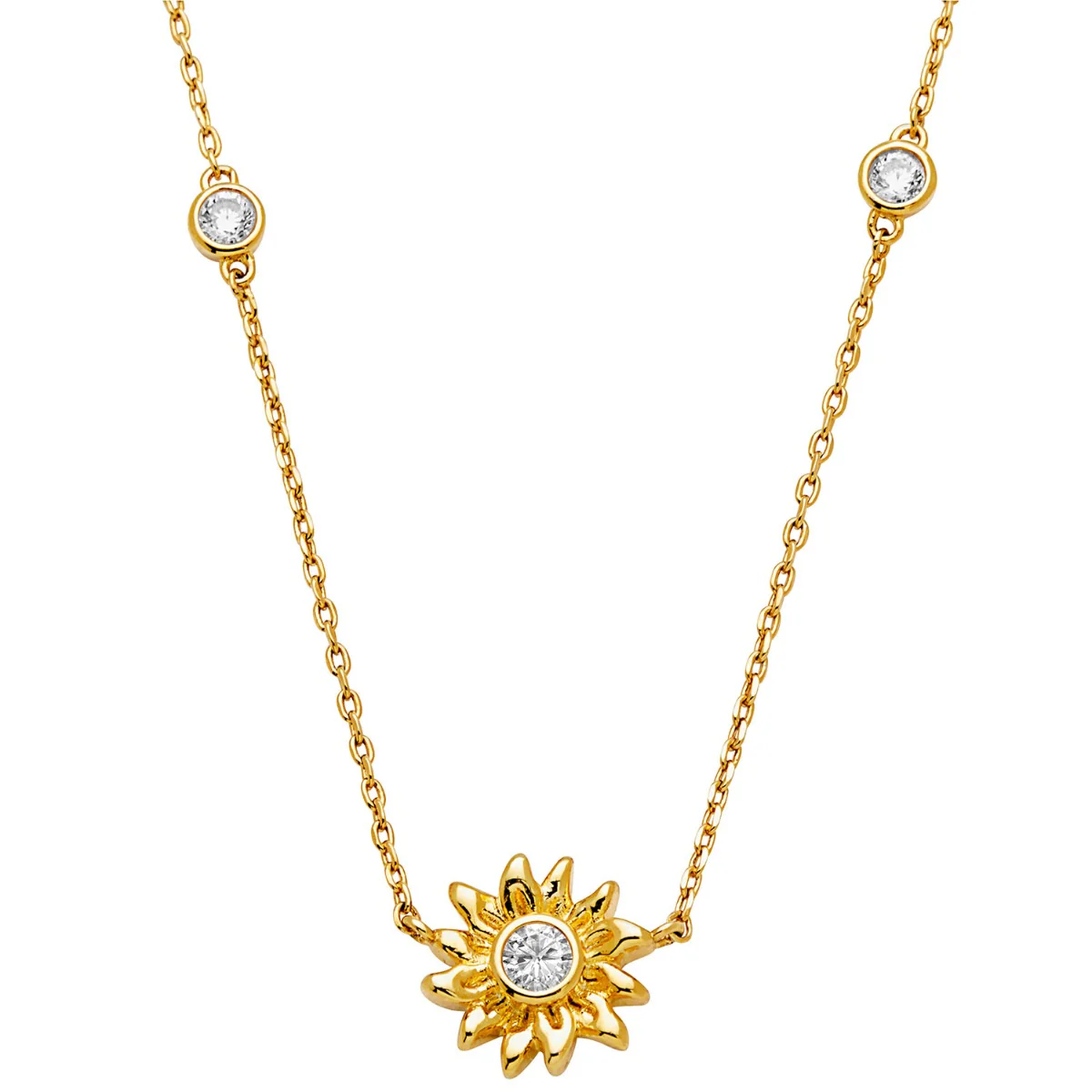 Sunflower Station Necklace with Birthstones - Image 4