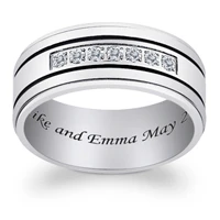 Titanium & CZ Engraved Grooved Message Band - Image 2