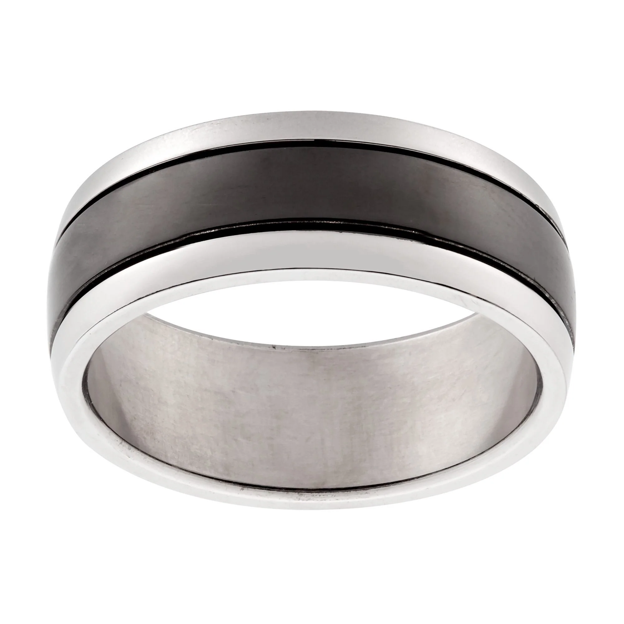 Titanium Two-Tone Polished Band Ring - 8mm
