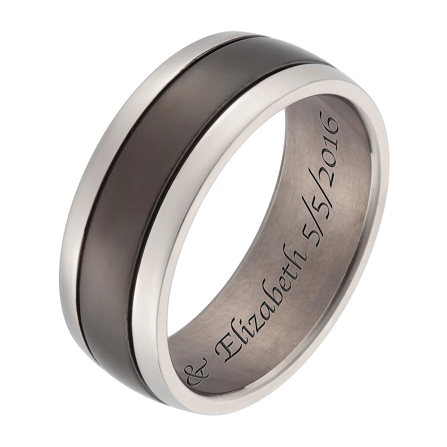 Titanium Two-Tone Polished Engraved Message Band - Image 3