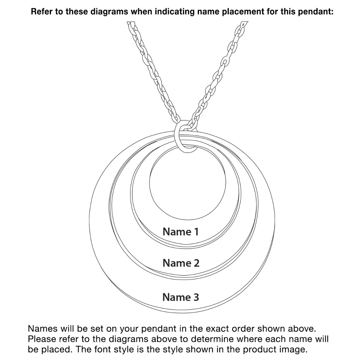 Tricolor Engraved Nesting Circles Necklace - Image 5