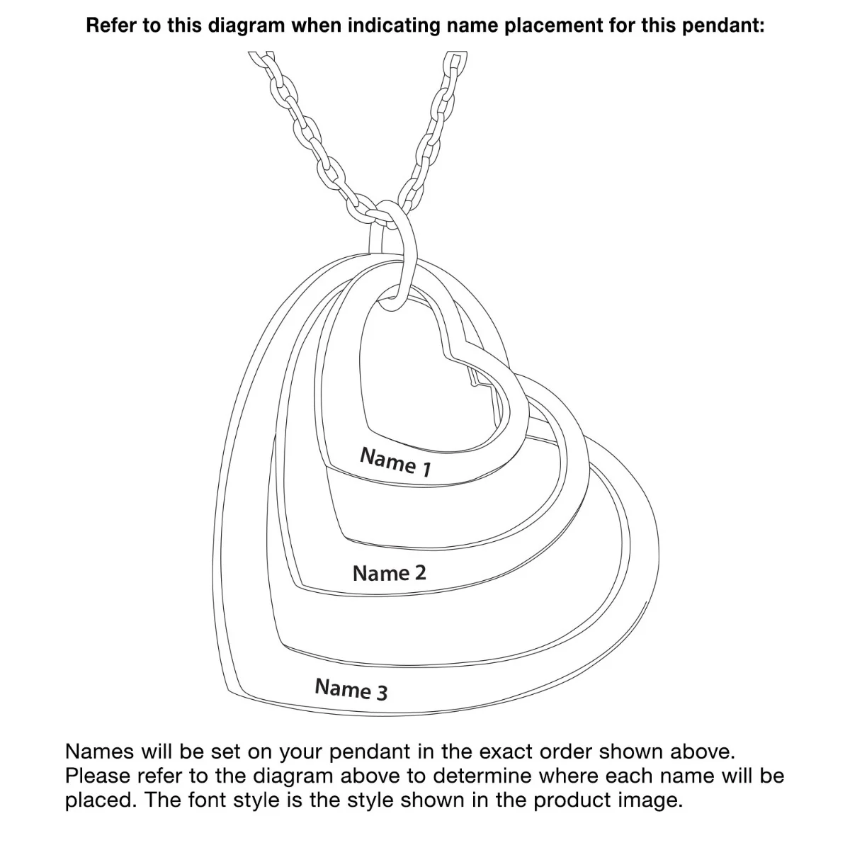 Tricolor Engraved Nesting Heart Necklace - Image 5