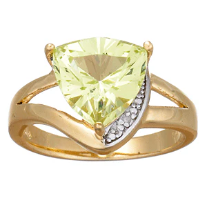 Trillion-cut Faux Peridot & Genuine Diamond Ring - Image 2