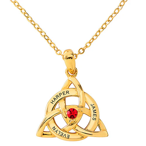Trinity Personalized Birthstone and Names Necklace - Image 4