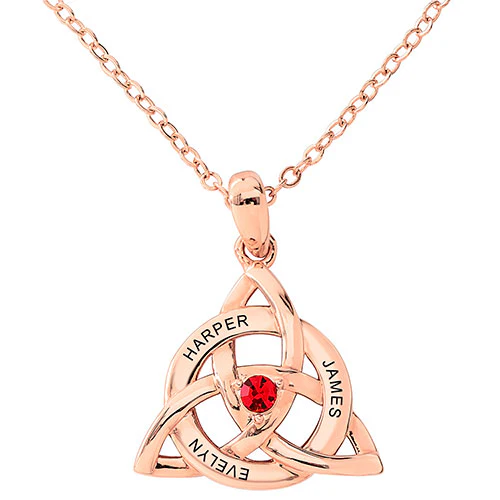 Trinity Personalized Birthstone and Names Necklace - Image 6