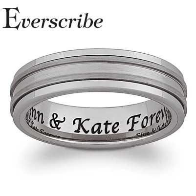 Tungsten Inside Laser Engraved Polished & Brushed Spinner Band - Image 2