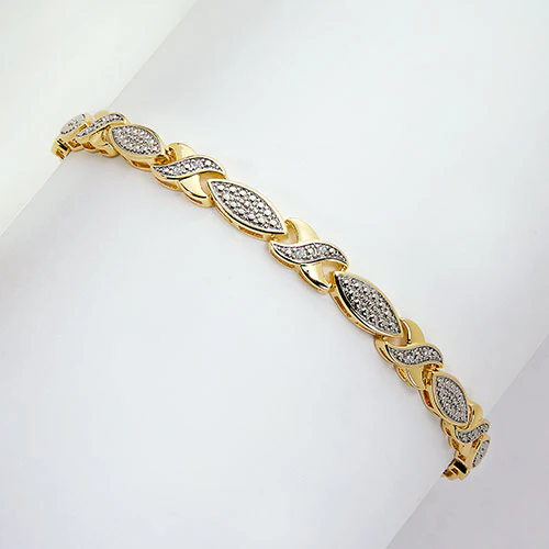 Two-Tone Genuine Diamond Accent X Bracelet - 7.25" - Image 3