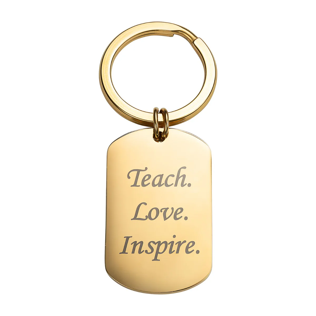 Two Tone Rounded Stainless Steel Dog Tag Key Chain - Image 5