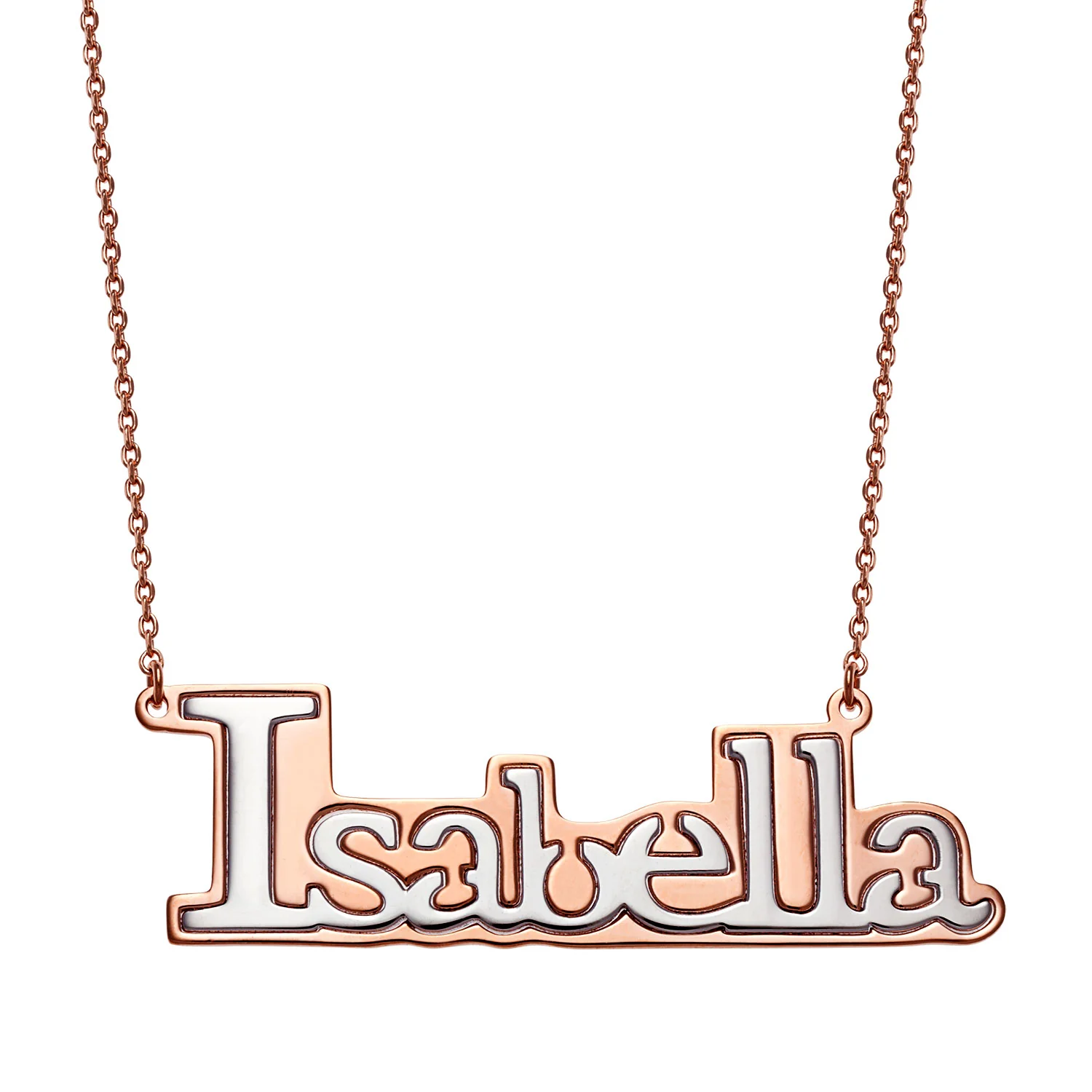 Two-tone Sterling Silver Name Necklace