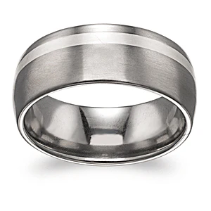 Two-Tone Titanium and Sterling Silver Inlay Band - 6mm