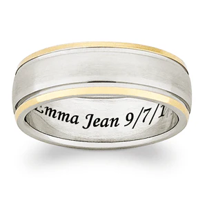 Two-Tone Titanium Engraved Wedding Band