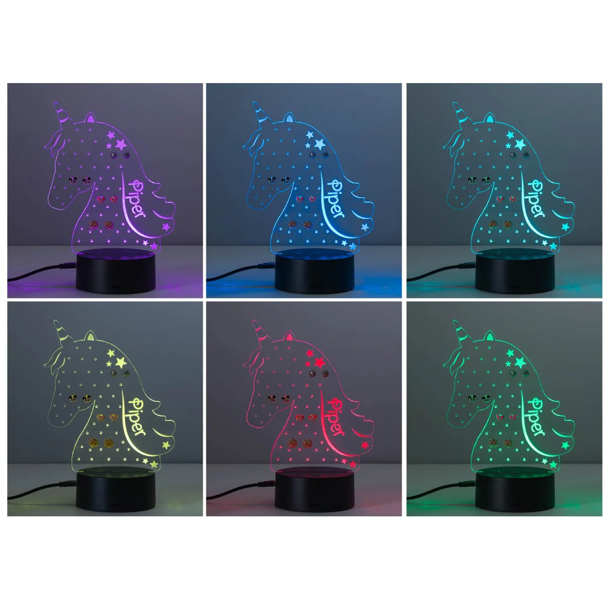 Unicorn Personalized Earring Holder Acrylic LED Night Light - Image 4