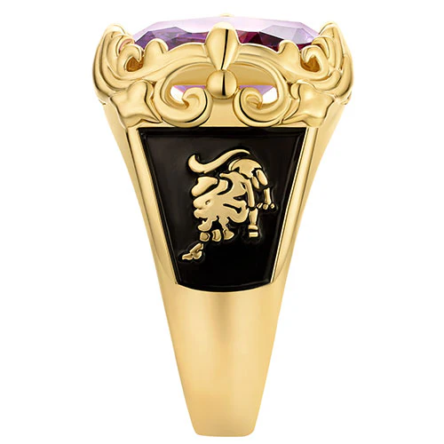Unisex 14K Gold Plated Art Nouveau Vintage Birthstone Class Ring - Image 3