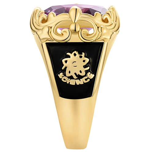 Unisex 14K Gold Plated Art Nouveau Vintage Birthstone Class Ring - Image 4